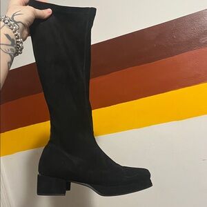 UNIF MONI Black Knee-High faux Suede Gogo Boots